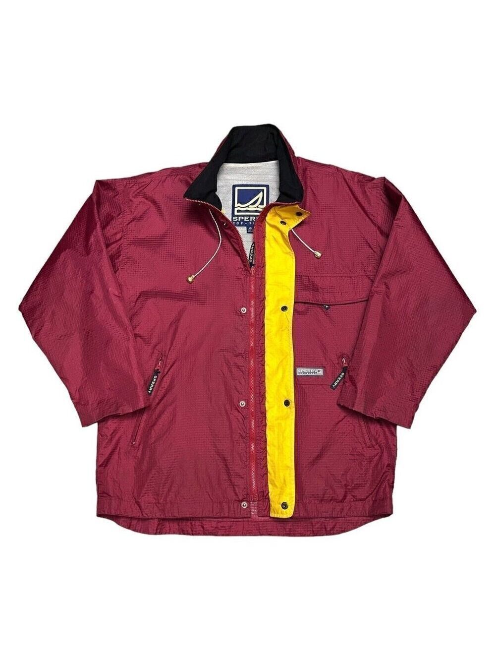 SPERRY Water Resistant Designer Light Windbreaker Splash Rain Red Jacket Mens XL
